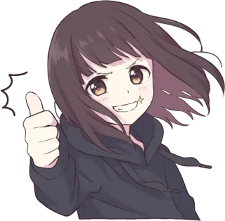 👍 chica anime, pulgar arriba, positivo, aprobación, dibujos animados, manga telegram sticker