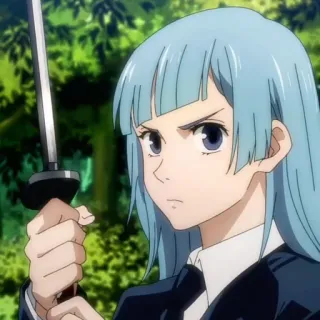 🦋 Kasumi Miwa Jujutsu Kaisen Anime, Spada, Arma, Femmina, Capelli blu, Jujutsu Kaisen, Kasumi Miwa telegram sticker