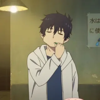 ☁️ Rin Okumura Blue Exorcist Anime, Blue Exorcist, Rin Okumura, Zähneputzen telegram sticker