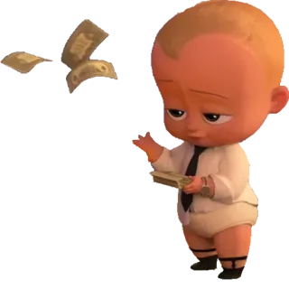 😎 Boss Baby The Boss Baby dessin animé, bébé, argent, patron, costume, personnage telegram sticker