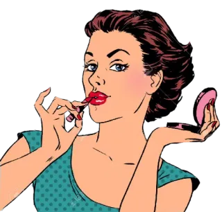 💄 femme, rouge à lèvres, maquillage, beauté, rétro, vintage, cosmétiques, miroir telegram sticker