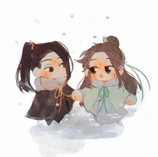 💗 Q版, 卡通, 可爱, 动漫, 友谊, 插画 whatsapp sticker