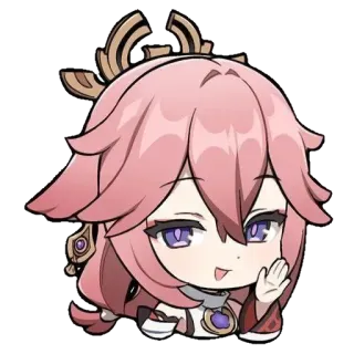 😋 Yae Miko Genshin Impact อนิเมะ, เก็นชิน อิมแพ็ค, ยาเอะ มิโกะ, วิดีโอเกม, การ์ตูน, สติกเกอร์ telegram sticker