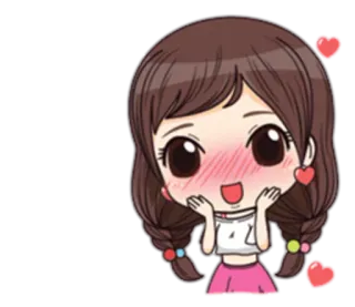 😊 desenho animado, menina, fofa, corada, corações, anime telegram sticker