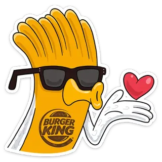 😘 BURGER KING burger king, fast food, restaurante, luvas, coração, óculos de sol, desenho animado whatsapp sticker
