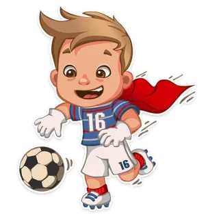 🤨 16 sepak bola, bola, anak laki-laki, kartun, olahraga telegram sticker