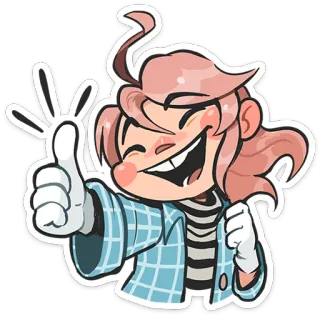 👍 cartone animato, personaggio, pollice in su, positivo, felice, allegro telegram sticker