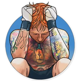 😿 hombre, molesto, frustrado, tatuaje, guantes, boxeo telegram sticker