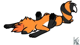 😵 キツネ, 動物, 漫画, オレンジ, 横たわる, 可愛い telegram sticker