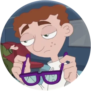 😔 Baljeet Tjinder Phineas and Ferb animato, cartone animato, occhiali, nerd, Disney whatsapp sticker