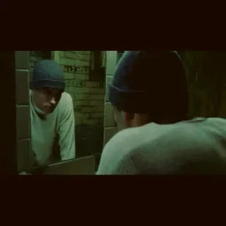 😠 Eminem 8 Mile Eminem, 8 Mile, specchio, film, rapper whatsapp sticker