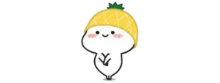 🍚 fofo, kawaii, abacaxi, chapéu, desenho animado whatsapp sticker