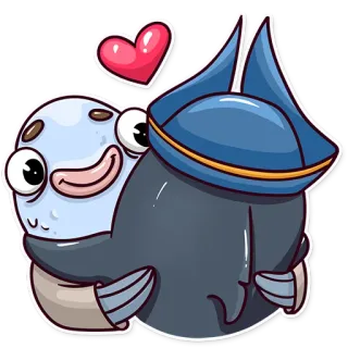 👐 fish, hug, heart, cartoon, love, cute, sticker telegram sticker