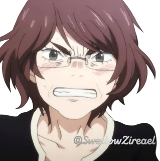 😠 @SwellowZireael Anime, Phụ nữ, Giận dữ, Kính, Hình dán telegram sticker
