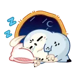 🤩 z sen, śpiący, kreskówka, zwierzę, poduszka, leniwy telegram sticker