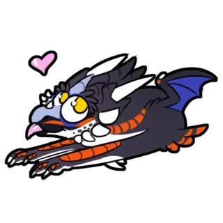 😜 kartun, hewan, hati, terbang, imut, seni digital, unik telegram sticker