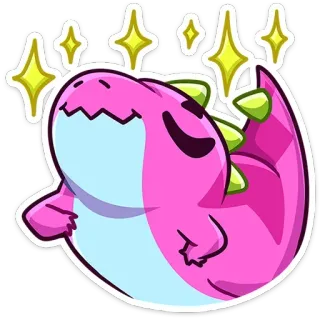 😌 dinosaure, dessin animé, mignon, rose, reptile, animal telegram sticker