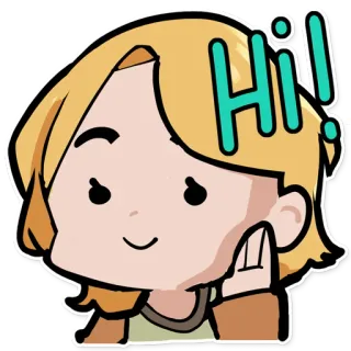 👋 Hi! Saludo, Hola, Saludando, Personaje, Lindo, Dibujo animado telegram sticker