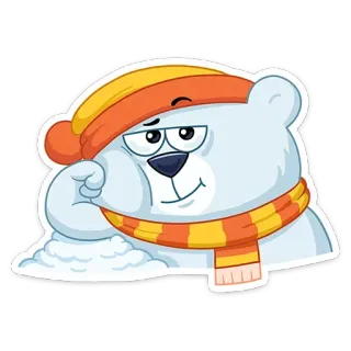 😀 ours, animal, dessin animé, mignon, écharpe, chapeau telegram sticker