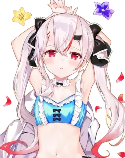 😒 Anime, Fille, Maid, Mignon, Fleurs telegram sticker