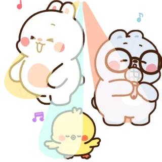 🎙 dễ thương, động vật, thỏ, gấu, chim, âm nhạc telegram sticker