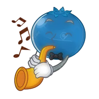 🤯 myrtille, musique, saxophone, dessin animé, fruit, personnage whatsapp sticker