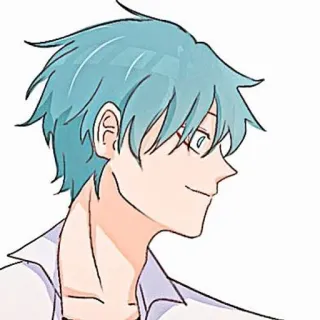 🎸 อนิเมะ, มังงะ, ผมสีฟ้า, ผู้ชาย, แว่นตา, การ์ตูน telegram sticker