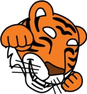 👊 tigre, animale, cartone animato, mascotte, arancione, carino whatsapp sticker
