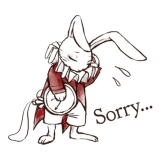 😓 White Rabbit Alice in Wonderland Sorry... rabbit, alice in wonderland, apology, sorry, clock, cartoon, character telegram sticker