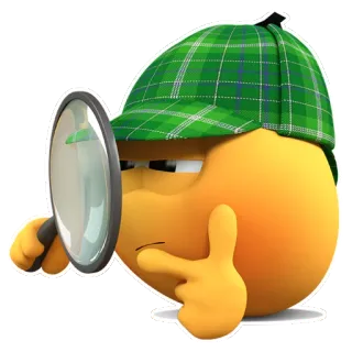 🕵 นักสืบ, อิโมจิ, แว่นขยาย, การสืบสวน, การค้นหา, ความคิด telegram sticker