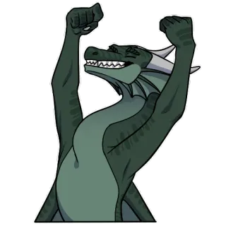 🏆 dragão, feliz, celebrando, desenho animado, fantasia telegram sticker