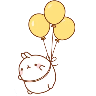 🎈 Molang rabbit, balloons, cute, kawaii, cartoon telegram sticker