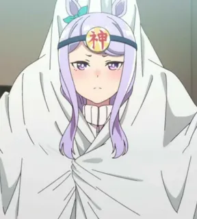 🌙 神 anime, woman, purple hair, headband telegram sticker