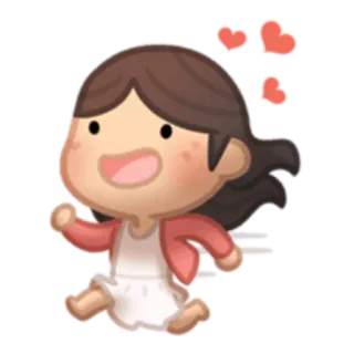 🏃‍♂ Cartoon, Vrouw, Meisje, Liefde, Harten, Rennen, Blij telegram sticker