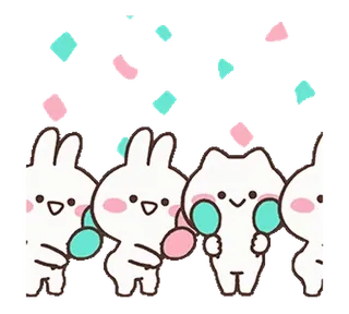 🎊 น่ารัก, กระต่าย, แมว, สัตว์, สติกเกอร์, การ์ตูน, คาวาอิ telegram sticker