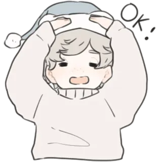 🆗 Anime, Junge, Süß, Schlaf, Nachtwäsche, Cartoon telegram sticker