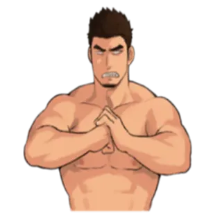 😠 muscular man, anime, fitness, bodybuilder, male, muscle telegram sticker