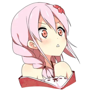 😳 garota anime, desenho animado, cabelo rosa, expressão facial, fofo, surpreso whatsapp sticker