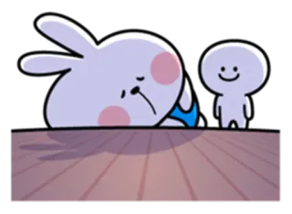 😔 traurig, Cartoon, Hase, Freundschaft, Unterstützung telegram sticker