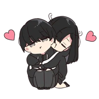 🤗 Anime, Pareja, Amor, Abrazo, Dibujos animados, Afecto, Corazón whatsapp sticker