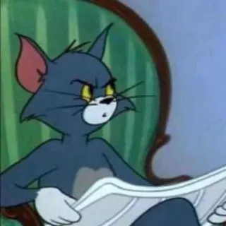 😾 Tom Cat Tom and Jerry Cartone animato, Gatto, Giornale, Arrabbiato, Confuso, Seduto, Sedia, Espressione telegram sticker