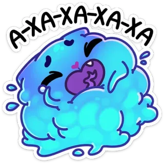 😃 A-XA-XA-XA บล็อบ, การ์ตูน, หัวเราะ, น่ารัก, คาวาอิ, น้ำ telegram sticker
