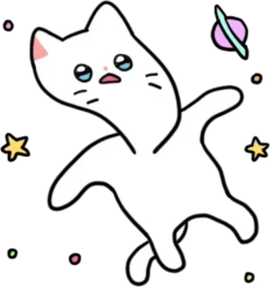 💬 猫, 太空, 可爱, 卡通, 贴纸, 卡哇伊, 动物, 异想天开 whatsapp sticker