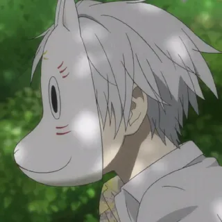 😄 Anime, Máscara, Raposa, Personagem, Japonês, Ilustração, Arte telegram sticker