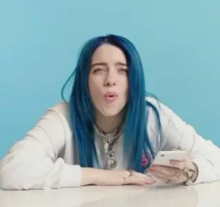 😱 Billie Eilish singer, blue hair, celebrity, musician, pop star telegram sticker