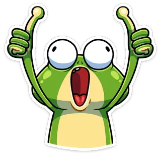 👍 rana, dibujos animados, emocionado, feliz, lindo, ilustración telegram sticker