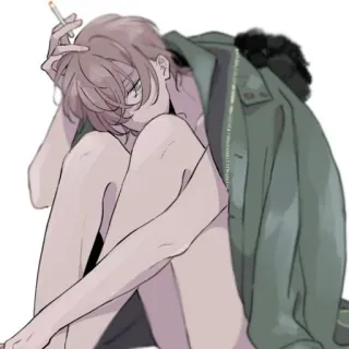 🚬 Курение, Сигарета, Аниме, Манга, Грустный, Пальто telegram sticker