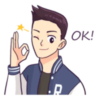 👌 OK! ok, gesture, cartoon, wink, approval telegram sticker