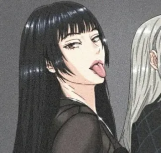 🈺 Anime, Mujer, Lengua, Pelo negro, Chica telegram sticker
