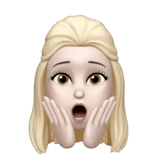 🚹 ミーム絵文字, 絵文字, 表情, ショック, びっくり, ブロンド, 女性, アニメ whatsapp sticker